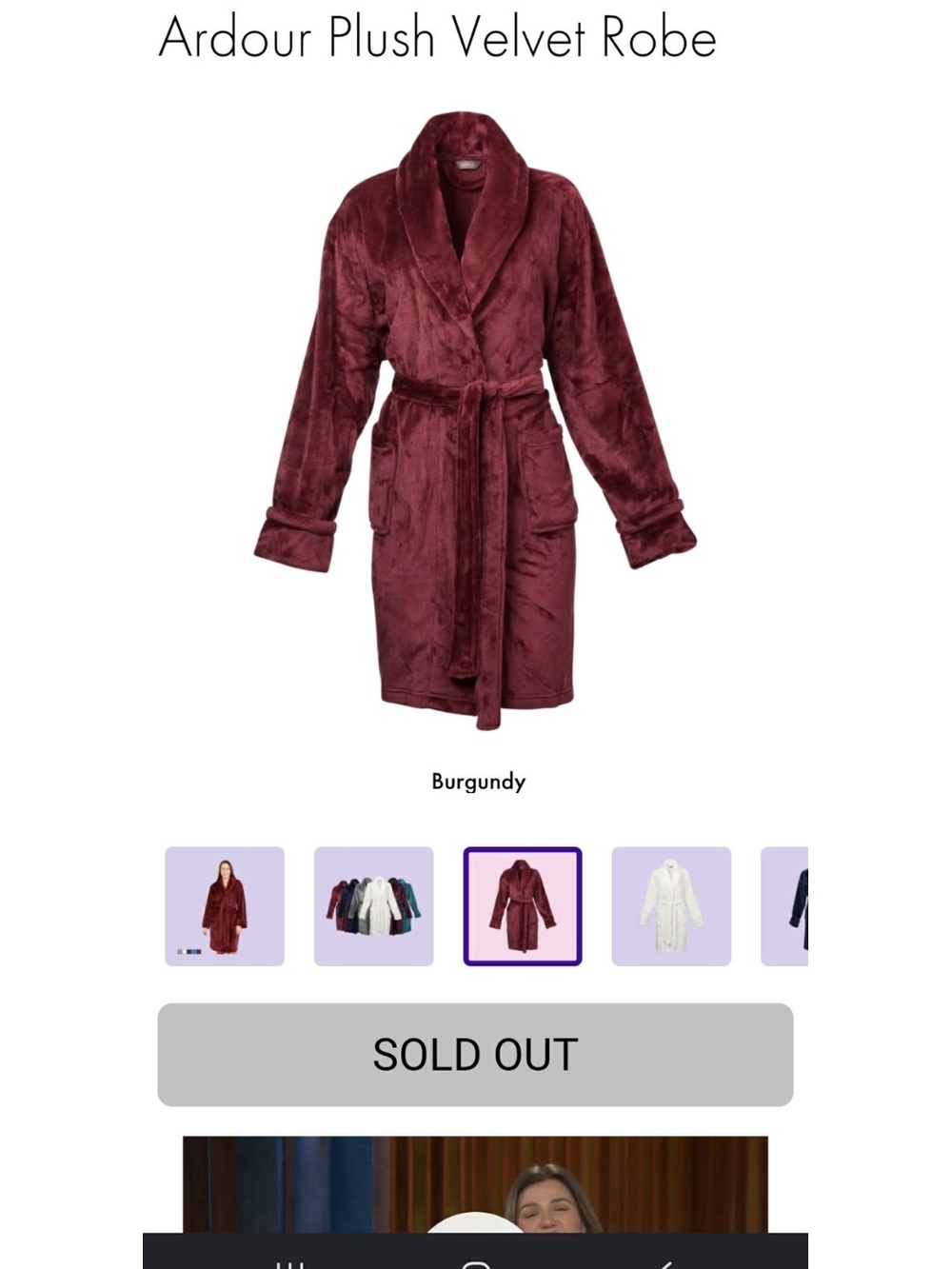 Plush Velvet Robe in Burgundy